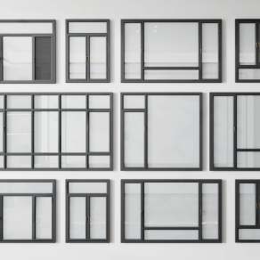 现代平开窗3D模型下载